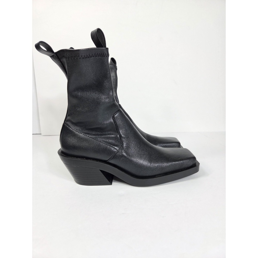 Zara Square Toe Cowboy Heel Boots  Black Western  Women Sz 35 US 5